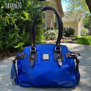Dooney and Bourke DB Royal Blue Toledo Leather Wing Strap Satchel Florentine Bag